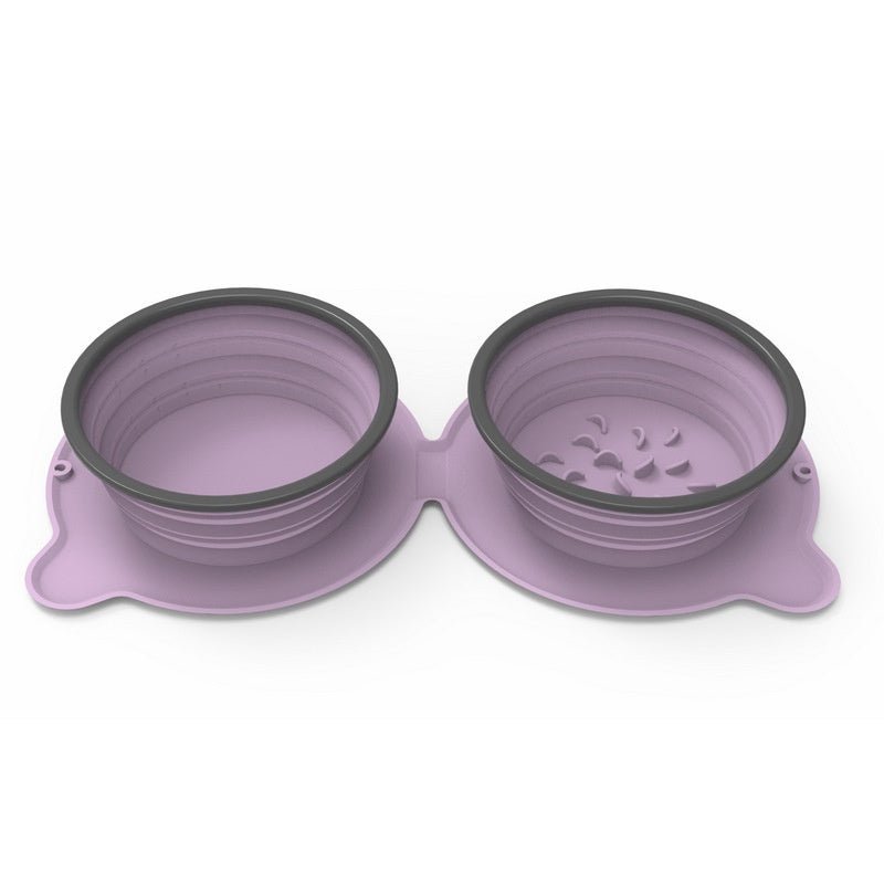 Portable Silicone Double Dog Food Bowls Foldable Non-Slip Cat Bowl Pet Travel Anti-Choking Feeding Bowl Outdoor - key words