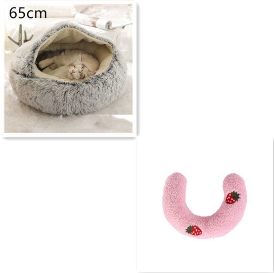 2 In 1 Dog And Cat Bed Pet Winter Bed Round Plush Warm Bed House Soft Long Plush Pets Bed Pet Products - Everpeakgoods