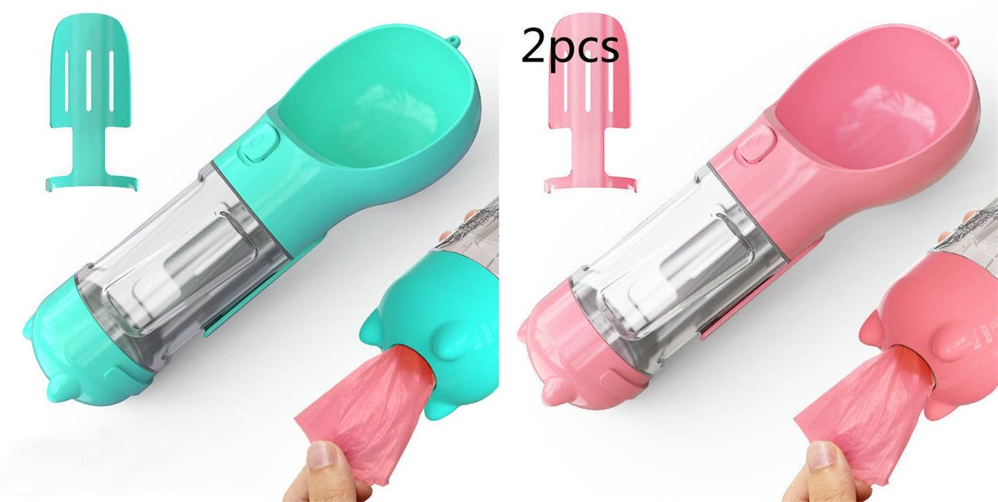 Pet Water Bottle Feeder Bowl Garbage Bag Storage Portable Pet Outdoor Travel 3 In 1 Dog Water Bottle - key words