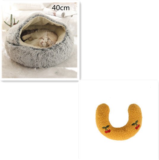 2 In 1 Dog And Cat Bed Pet Winter Bed Round Plush Warm Bed House Soft Long Plush Pets Bed Pet Products - Everpeakgoods