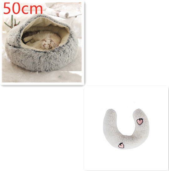 2 In 1 Dog And Cat Bed Pet Winter Bed Round Plush Warm Bed House Soft Long Plush Pets Bed Pet Products - Everpeakgoods