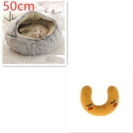 2 In 1 Dog And Cat Bed Pet Winter Bed Round Plush Warm Bed House Soft Long Plush Pets Bed Pet Products - Everpeakgoods
