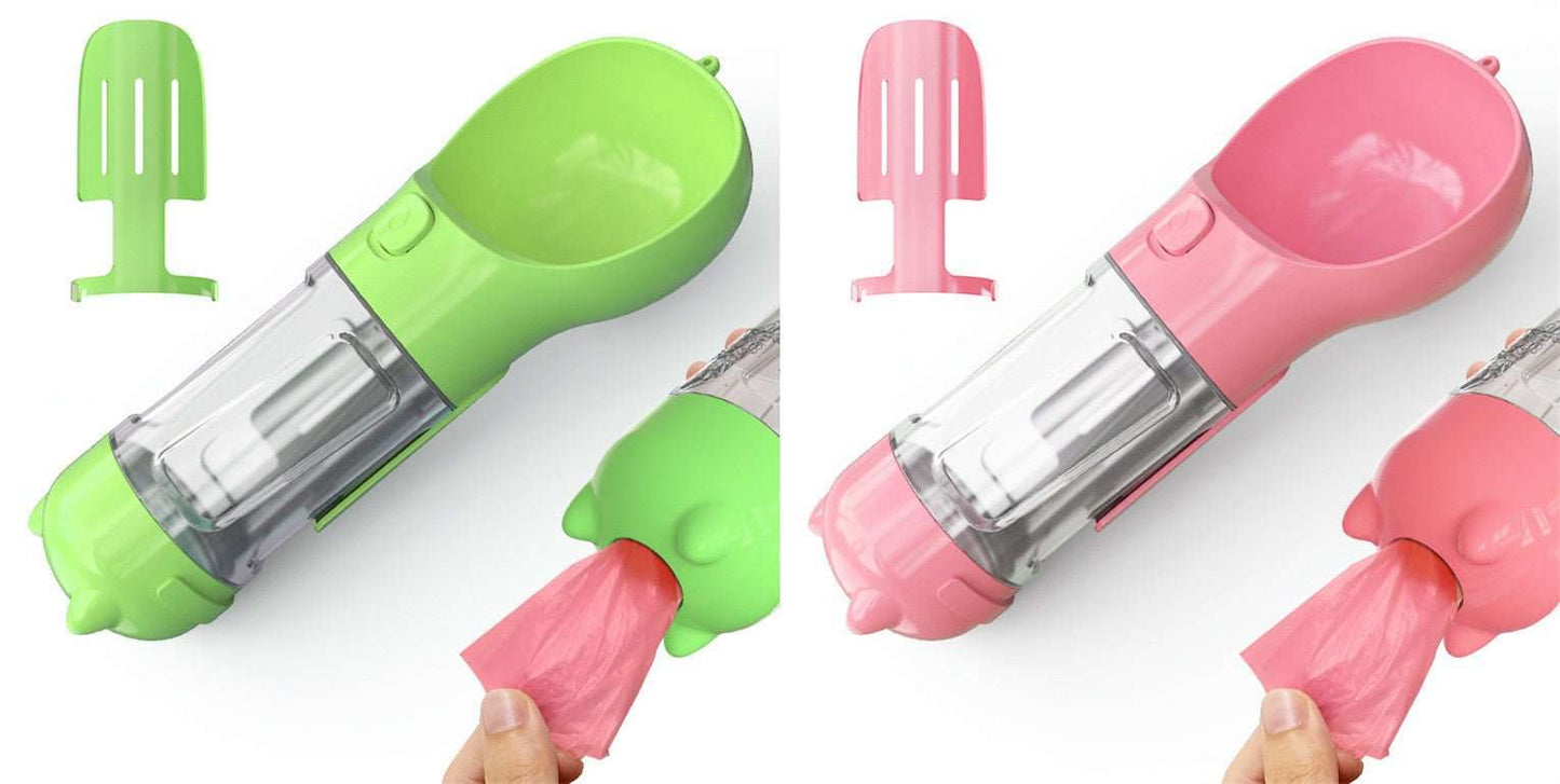 Pet Water Bottle Feeder Bowl Garbage Bag Storage Portable Pet Outdoor Travel 3 In 1 Dog Water Bottle - key words