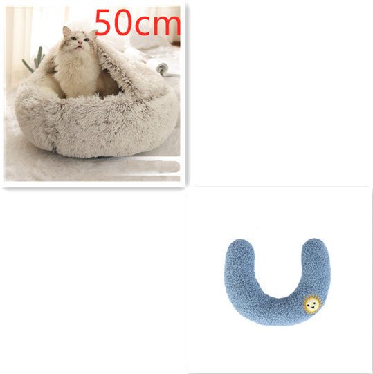 2 In 1 Dog And Cat Bed Pet Winter Bed Round Plush Warm Bed House Soft Long Plush Pets Bed Pet Products - Everpeakgoods