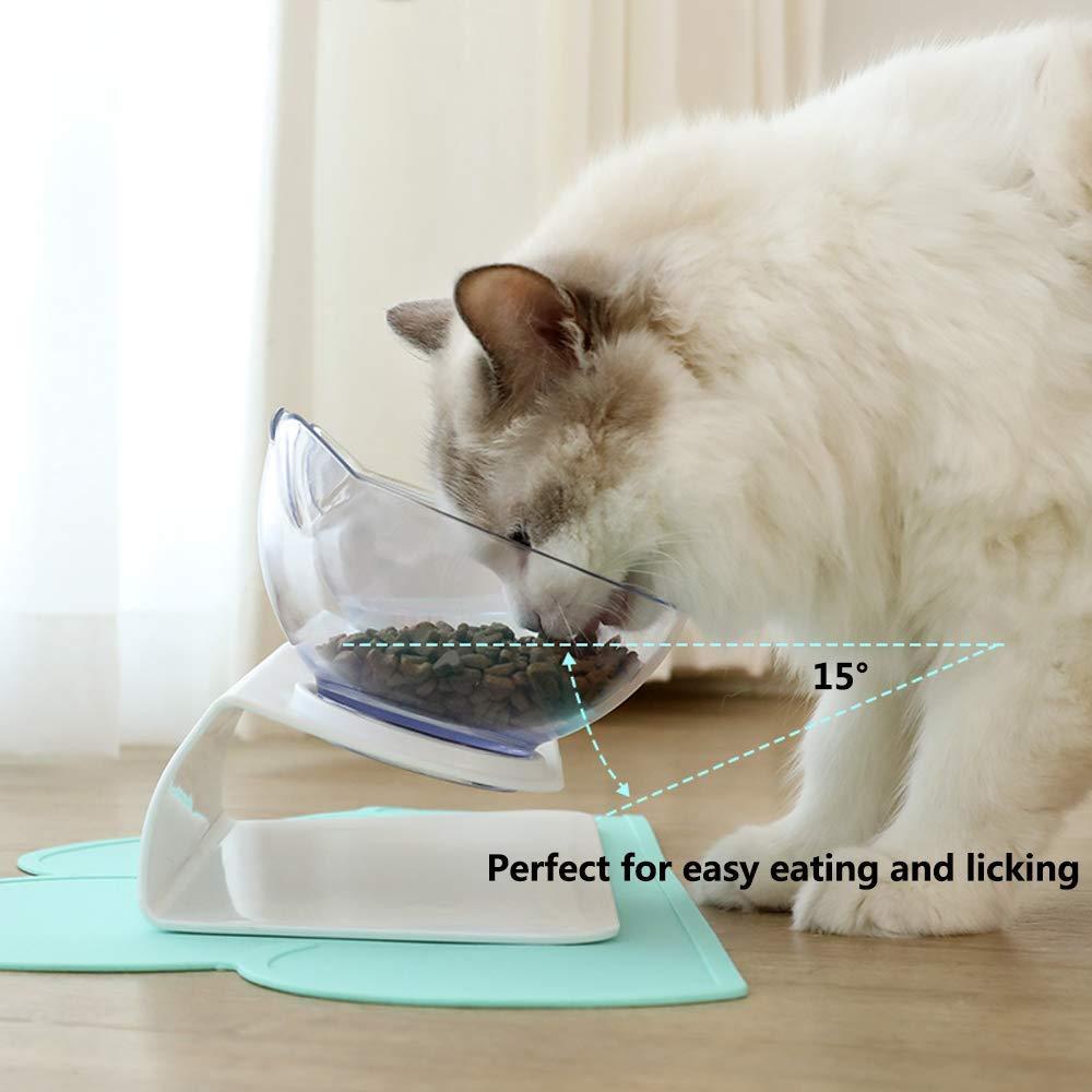 Non Slip Double Cat Bowl With Raised Stand Pet Food Cat Feeder Protect Cervical Vertebra Dog Bowl Transparent Pet Products - key words