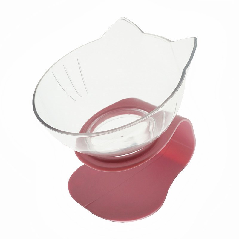 Non Slip Double Cat Bowl With Raised Stand Pet Food Cat Feeder Protect Cervical Vertebra Dog Bowl Transparent Pet Products - key words