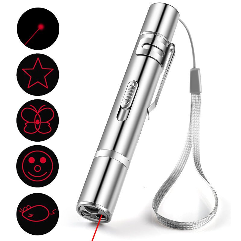Laser Pointer Cat Toy, Red Dot LED Light Pointer Interactive Toys Indoor Cats Dogs, Long Range 5 Modes Lazer Projection Playpen For Kitten Outdoor Pet Chaser Tease Stick Training Exercise,USB Recharge - key words