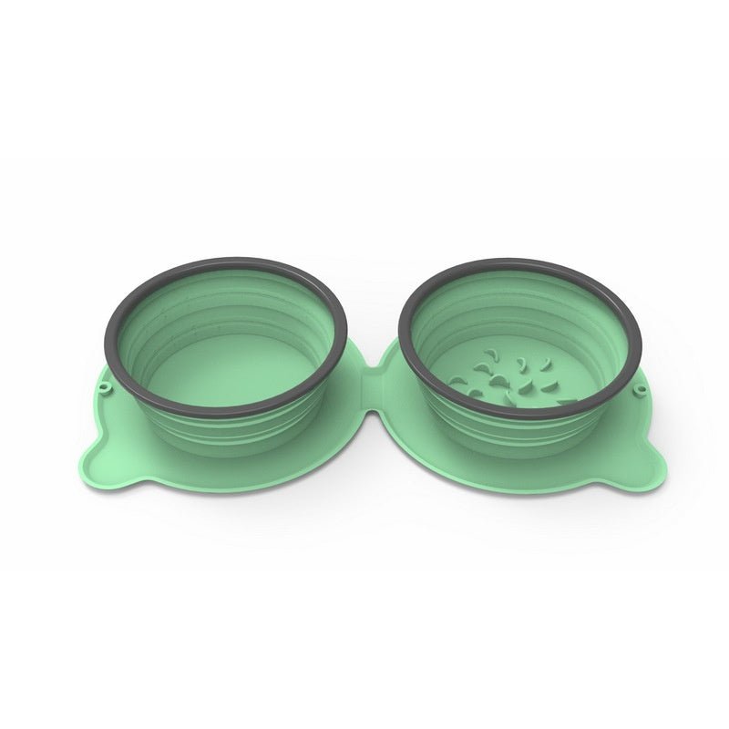 Portable Silicone Double Dog Food Bowls Foldable Non-Slip Cat Bowl Pet Travel Anti-Choking Feeding Bowl Outdoor - key words