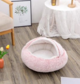 2 In 1 Dog And Cat Bed Pet Winter Bed Round Plush Warm Bed House Soft Long Plush Pets Bed Pet Products - Everpeakgoods