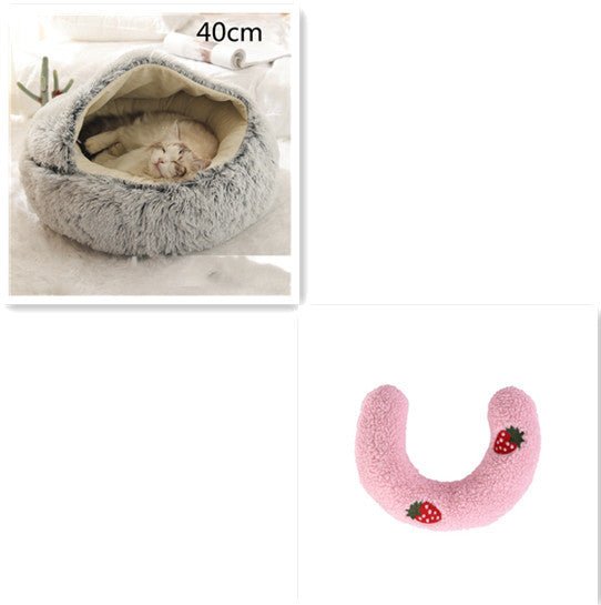 2 In 1 Dog And Cat Bed Pet Winter Bed Round Plush Warm Bed House Soft Long Plush Pets Bed Pet Products - Everpeakgoods