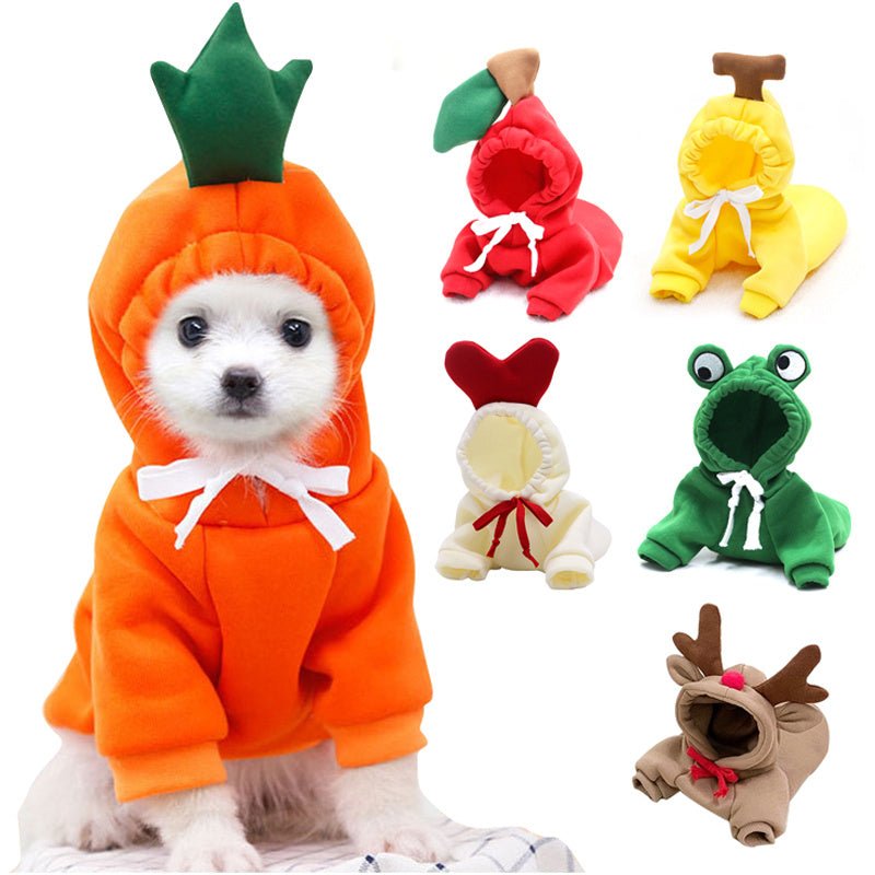 Cute Fruit Dog Clothes For Small Dogs Hoodies Winter Warm Fleece Pet Clothing Puppy Cat Costume Coat For French Chihuahua Outfit - key words