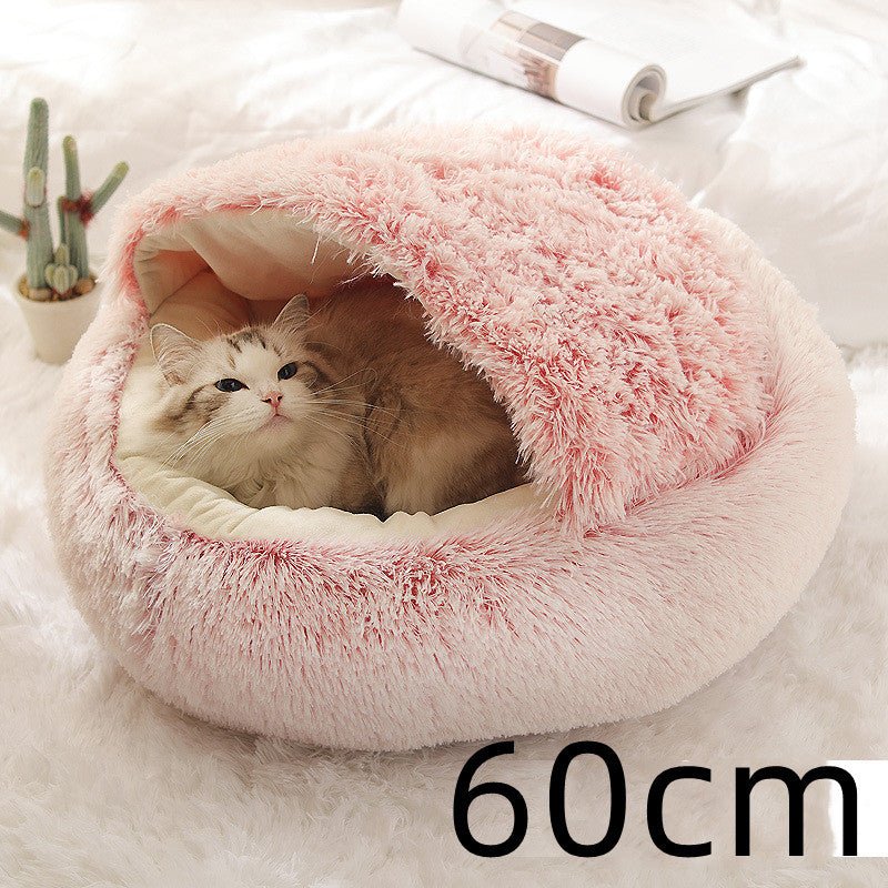 2 In 1 Dog And Cat Bed Pet Winter Bed Round Plush Warm Bed House Soft Long Plush Pets Bed Pet Products - Everpeakgoods