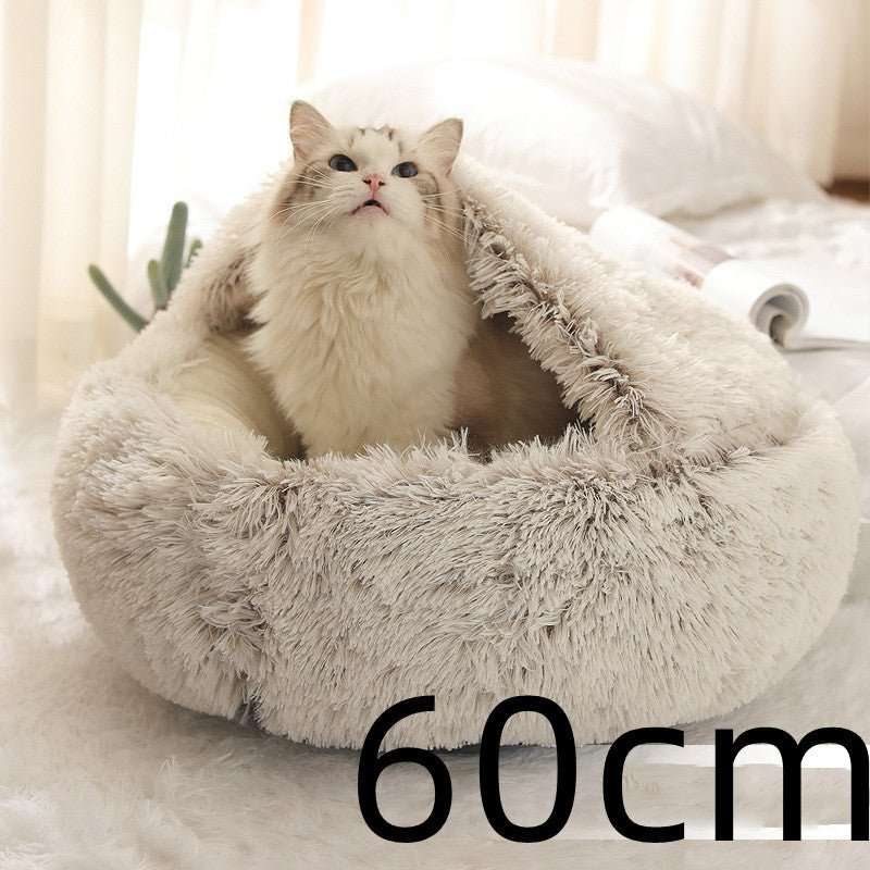 2 In 1 Dog And Cat Bed Pet Winter Bed Round Plush Warm Bed House Soft Long Plush Pets Bed Pet Products - key words