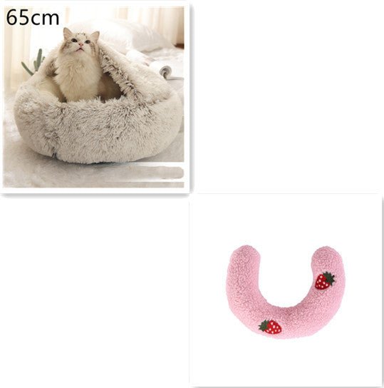 2 In 1 Dog And Cat Bed Pet Winter Bed Round Plush Warm Bed House Soft Long Plush Pets Bed Pet Products - Everpeakgoods