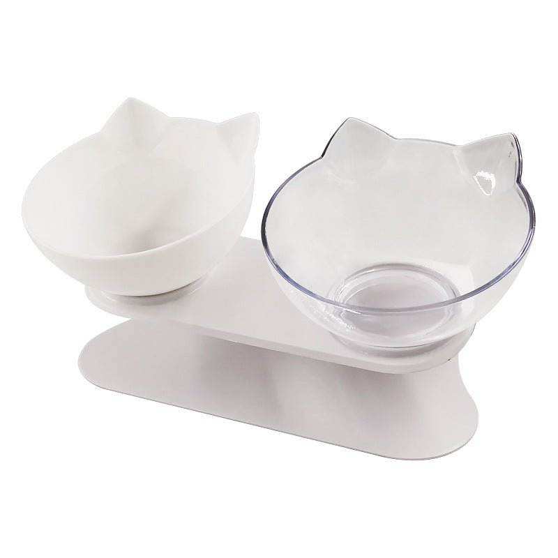 New Inclined Food Cat Ear Oblique Mouth Transparent Single Pet Bowl - key words
