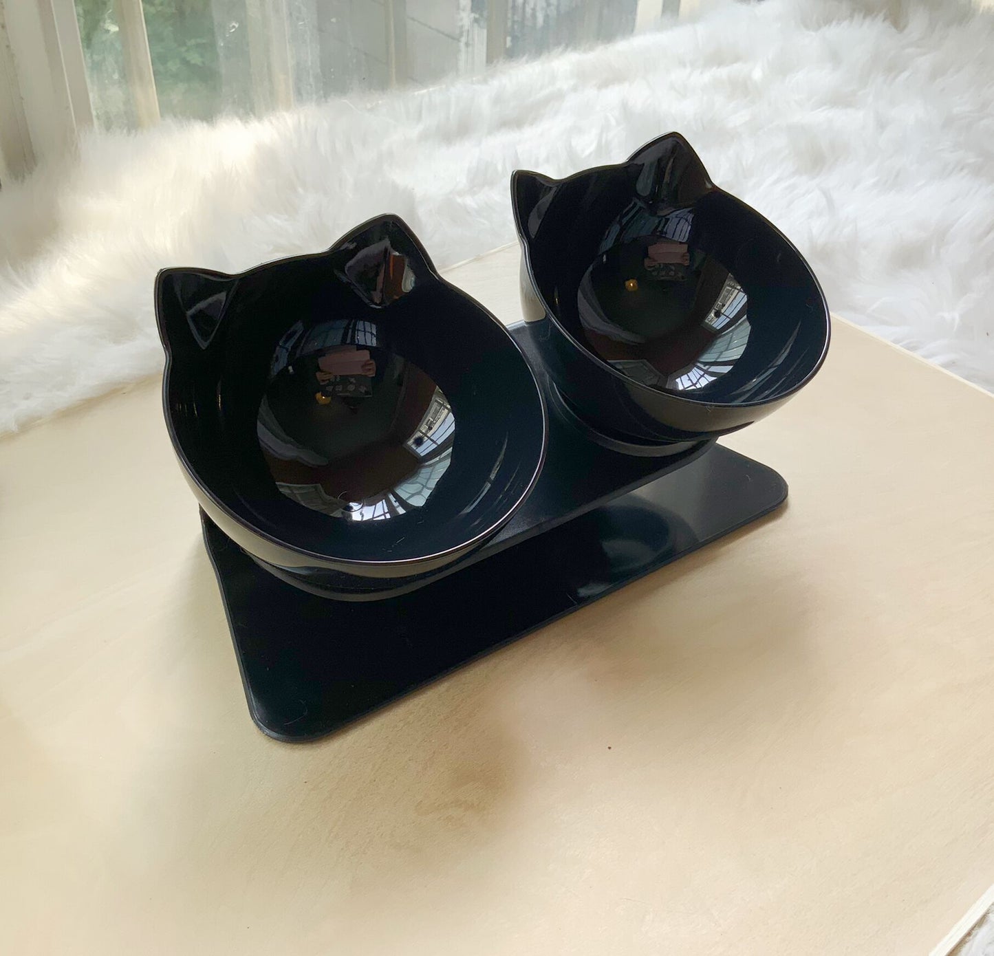 Non Slip Double Cat Bowl With Raised Stand Pet Food Cat Feeder Protect Cervical Vertebra Dog Bowl Transparent Pet Products - key words