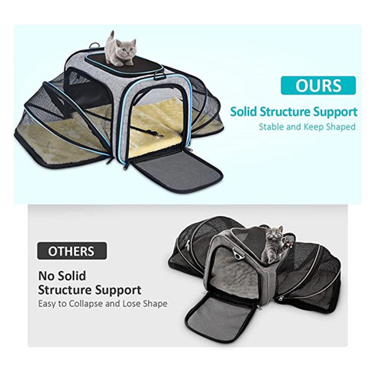 Carrier For Cat Pet Airline Approved Expandable Foldable Soft Dog Carrier Opened Doors Reflective Tapes Cat Travel Bag - key words
