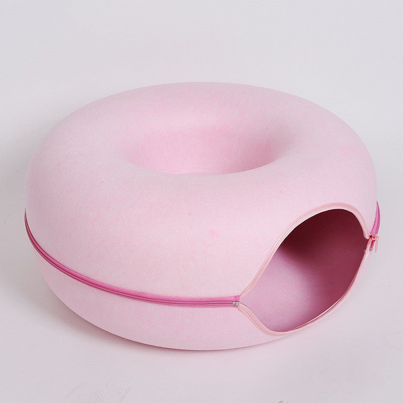 Four Seasons Available Cat Nest Round Woolen Felt Pet Dual-use Cat Nest Tunnel Interactive Training Toy Grey Felt Cat Nest - key words