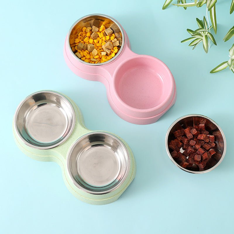 Double Pet Bowls Dog Food Water Feeder Stainless Steel Pet Drinking Dish Feeder Cat Puppy Feeding Supplies Small Dog Accessories - key words