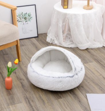 2 In 1 Dog And Cat Bed Pet Winter Bed Round Plush Warm Bed House Soft Long Plush Pets Bed Pet Products - Everpeakgoods