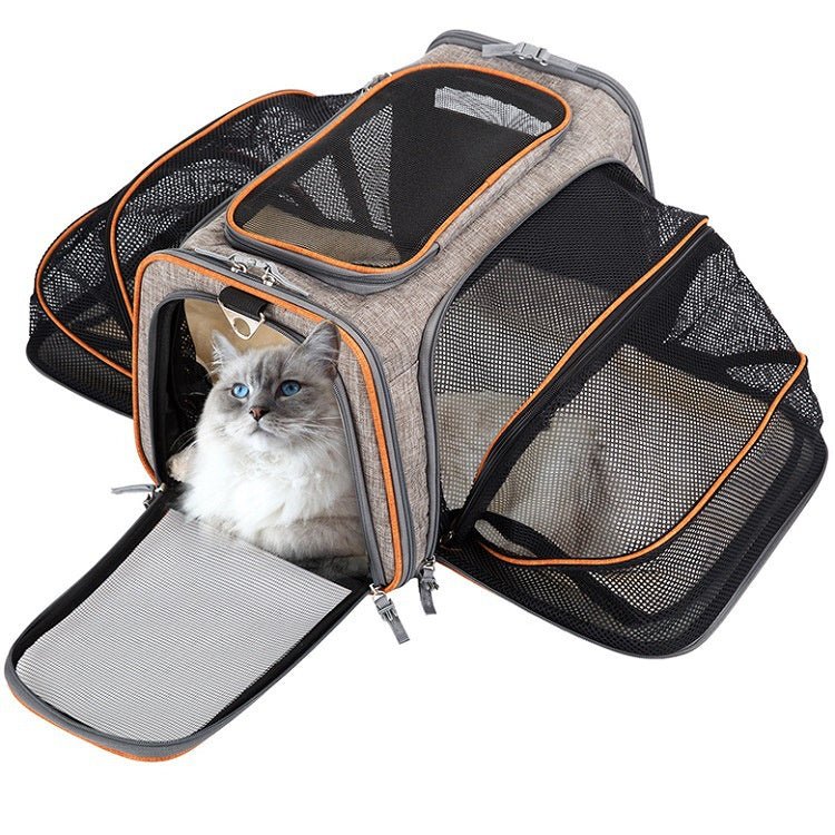 Carrier For Cat Pet Airline Approved Expandable Foldable Soft Dog Carrier Opened Doors Reflective Tapes Cat Travel Bag - key words