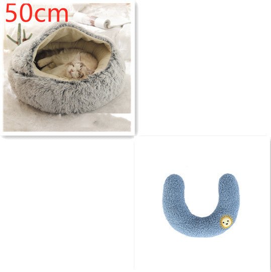 2 In 1 Dog And Cat Bed Pet Winter Bed Round Plush Warm Bed House Soft Long Plush Pets Bed Pet Products - Everpeakgoods