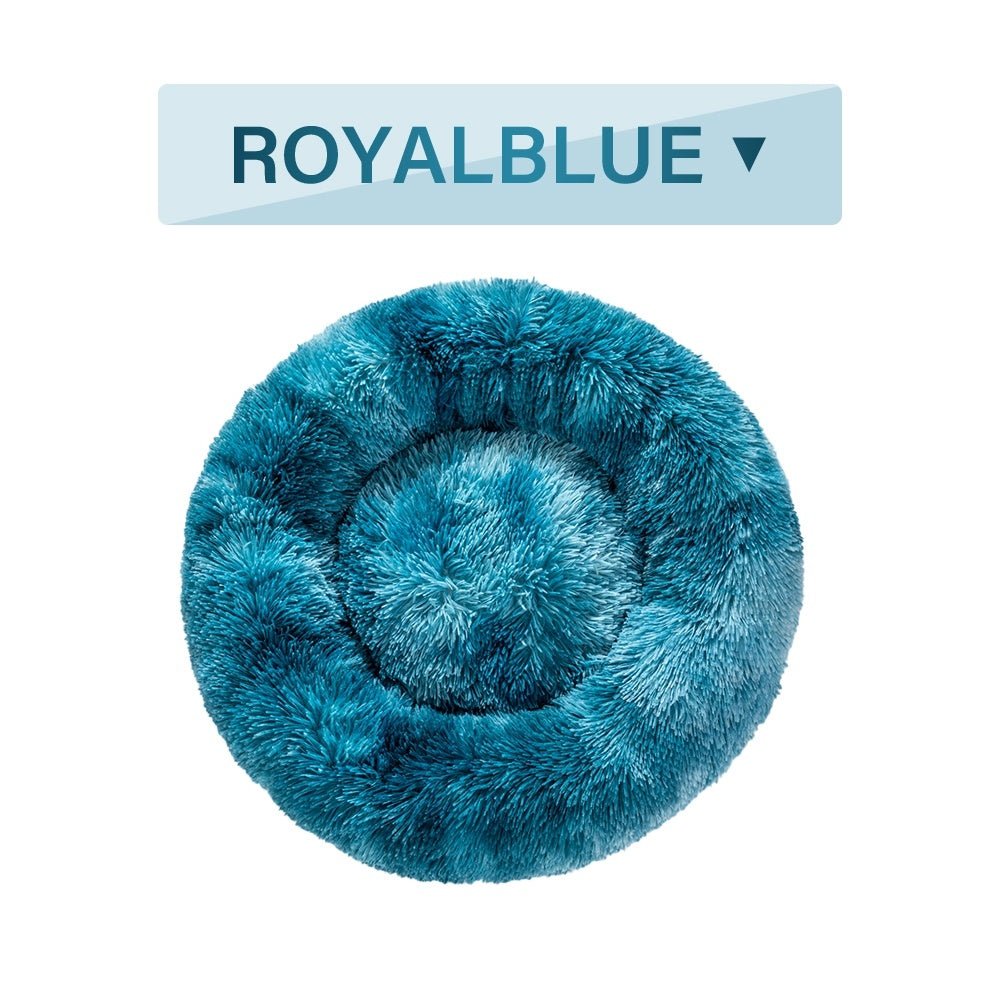 Fluffy Donut Dog Bed Warm Soft Long Plush Pet Cushion Dog House Cat Bed Washable Pet Sofa Mat Calming Samll Large Dog Beds - key words