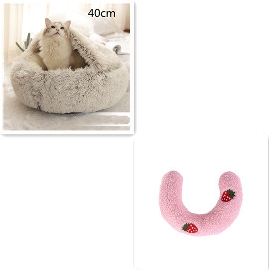 2 In 1 Dog And Cat Bed Pet Winter Bed Round Plush Warm Bed House Soft Long Plush Pets Bed Pet Products - Everpeakgoods