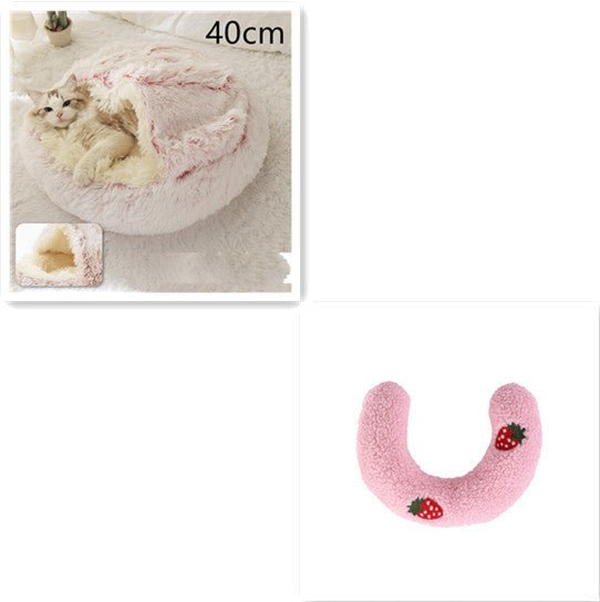 2 In 1 Dog And Cat Bed Pet Winter Bed Round Plush Warm Bed House Soft Long Plush Pets Bed Pet Products - Everpeakgoods
