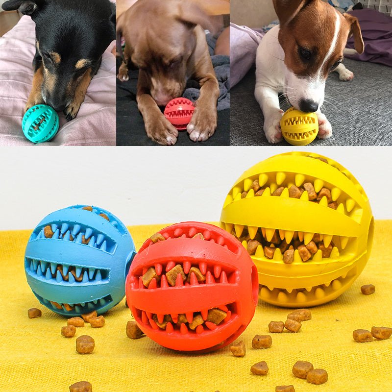 Pet Slow Feeder Dog Toy Cute Funny Rubber Dog Ball Toy - key words