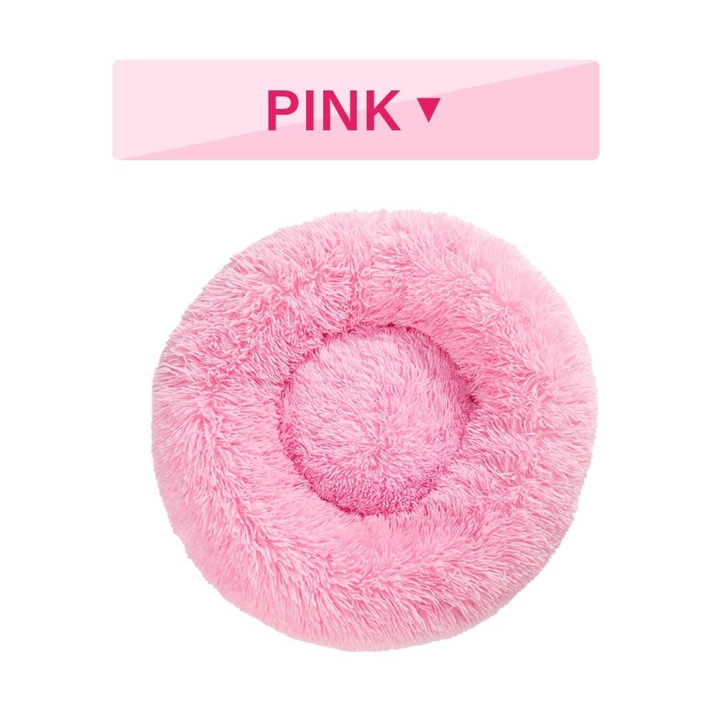 Fluffy Donut Dog Bed  Warm Soft Long Plush Pet Cushion Dog House Cat  Bed Washable Pet Sofa Mat Calming Samll Large Dog Beds - key words