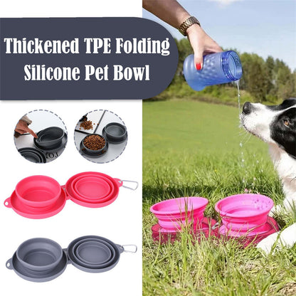 Rubber Foldable Double Bowl Pet Feeding Bowl Pets Supplies Dog Cat Bowls - key words
