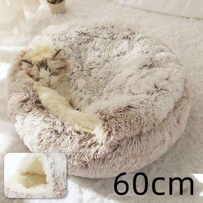 2 In 1 Dog And Cat Bed Pet Winter Bed Round Plush Warm Bed House Soft Long Plush Pets Bed Pet Products - key words