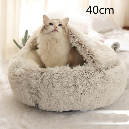 2 In 1 Dog And Cat Bed Pet Winter Bed Round Plush Warm Bed House Soft Long Plush Pets Bed Pet Products - Everpeakgoods