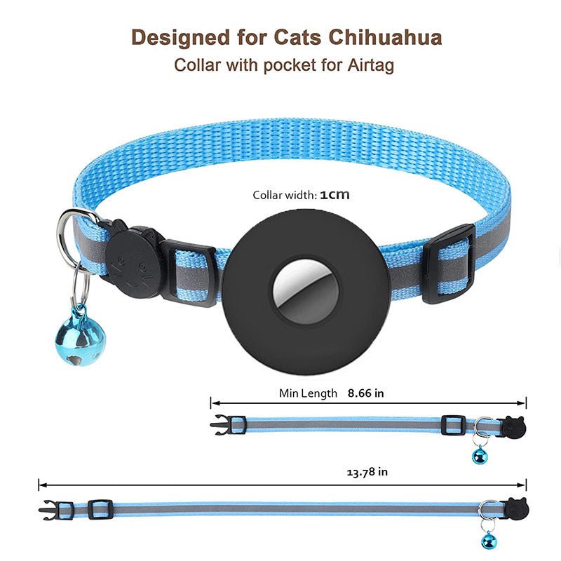 Airtag Pet Collar With Bell Reflective Adjustable Anti-lost Cat Dog Collar - key words