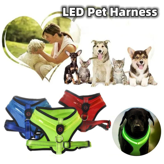 LED Luminous Dog Harness Led USB Charging Dog Chest Strap Vest Pet Safety Reflective Harness Pet Vest For Puppy Large Dog Pet Products - key words