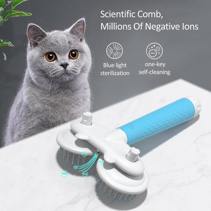 Pet Cat Brush Dog Slicker Brush Double-headed Negative Ion One-button Self Cleaning Dog Cat Hair Removal Pets Products - key words
