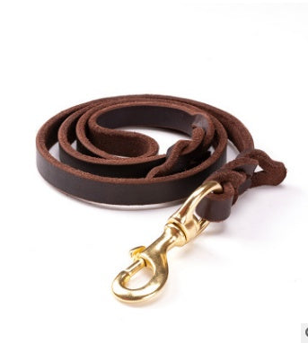 The first layer of leather dog leashes in the large dog chain demu training rope horse dog Golden Retriever dog rope - key words