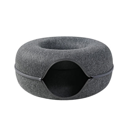 Four Seasons Available Cat Nest Round Woolen Felt Pet Dual-use Cat Nest Tunnel Interactive Training Toy Grey Felt Cat Nest - key words