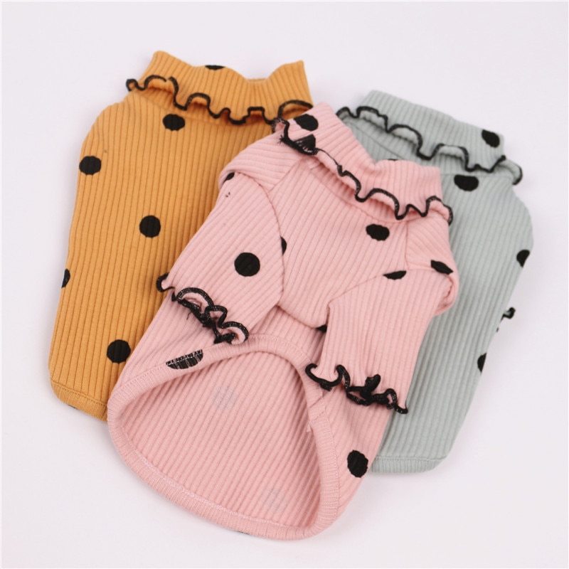 Dot turtleneck dog bottoming shirt - key words
