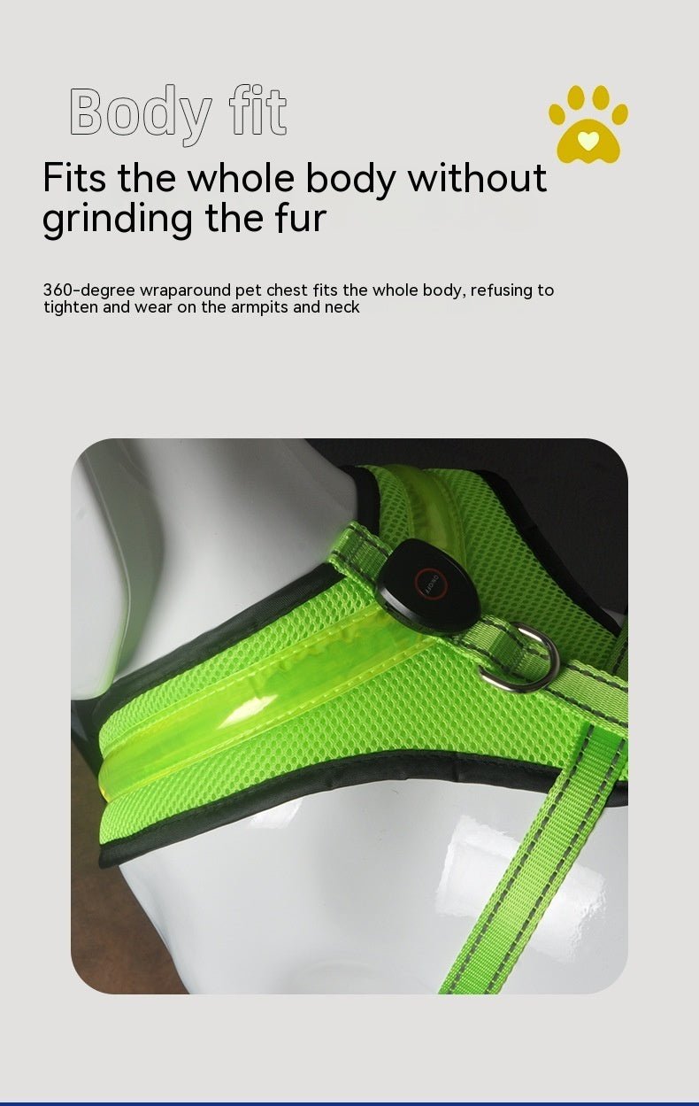 LED Luminous Dog Harness Led USB Charging Dog Chest Strap Vest Pet Safety Reflective Harness Pet Vest For Puppy Large Dog Pet Products - key words