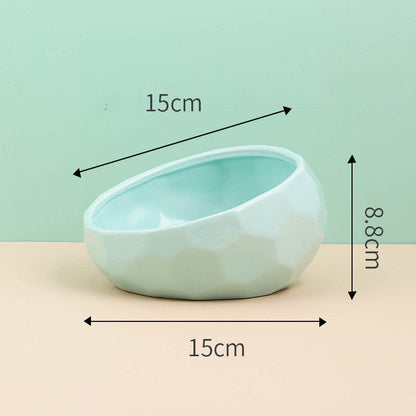 Pet Supplies Bowl Ceramic Cat Bowl Dog Bowl Oblique Mouth - key words