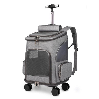 Portable Folding Trolley Pet Backpack Traveling Cat Backpack With Universal Wheel Trolley Pet Bag - key words