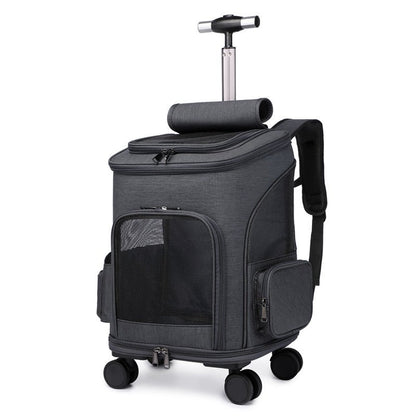 Portable Folding Trolley Pet Backpack Traveling Cat Backpack With Universal Wheel Trolley Pet Bag - key words