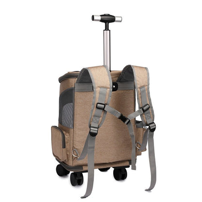 Portable Folding Trolley Pet Backpack Traveling Cat Backpack With Universal Wheel Trolley Pet Bag - key words