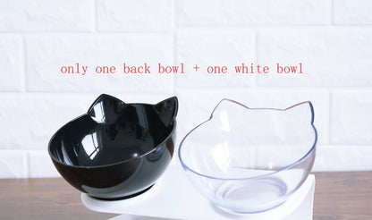 New Inclined Food Cat Ear Oblique Mouth Transparent Single Pet Bowl - key words