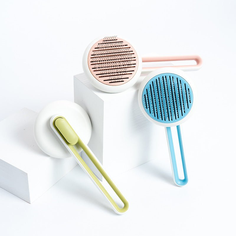 Pet Dog Hair Remover Cat Brush Grooming Tool Automatic Massage Comb Round Hair Brush For Cat Dog Pet Supplies - key words