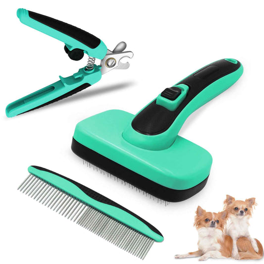 Retractable Pet Hair Brush Grooming Kit