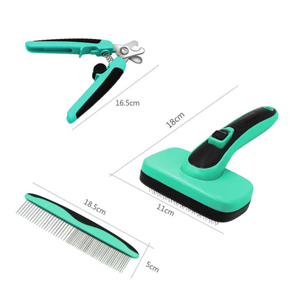 Retractable Pet Hair Brush Grooming Kit