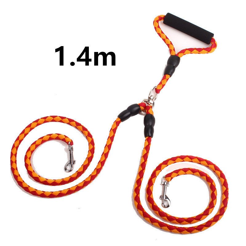 Double-Ended Traction Rope For Walking The Dog Hand-Double-Ended Traction Rope One Plus Two Leash Collar Pet Supplies Dog Collar - key words